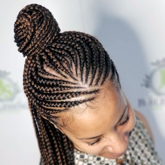 Half Updo with Cornrows Braids