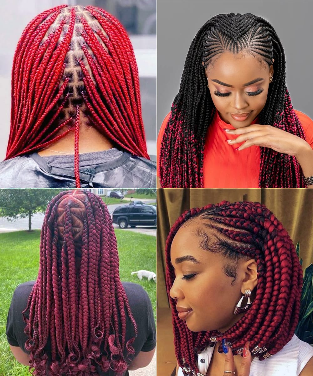 Creative Red Box Braids Hairstyles Ideas