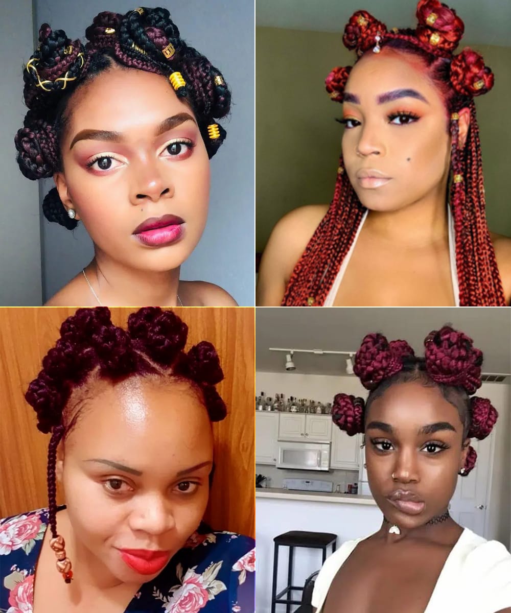 Red Braided Bantu Knots