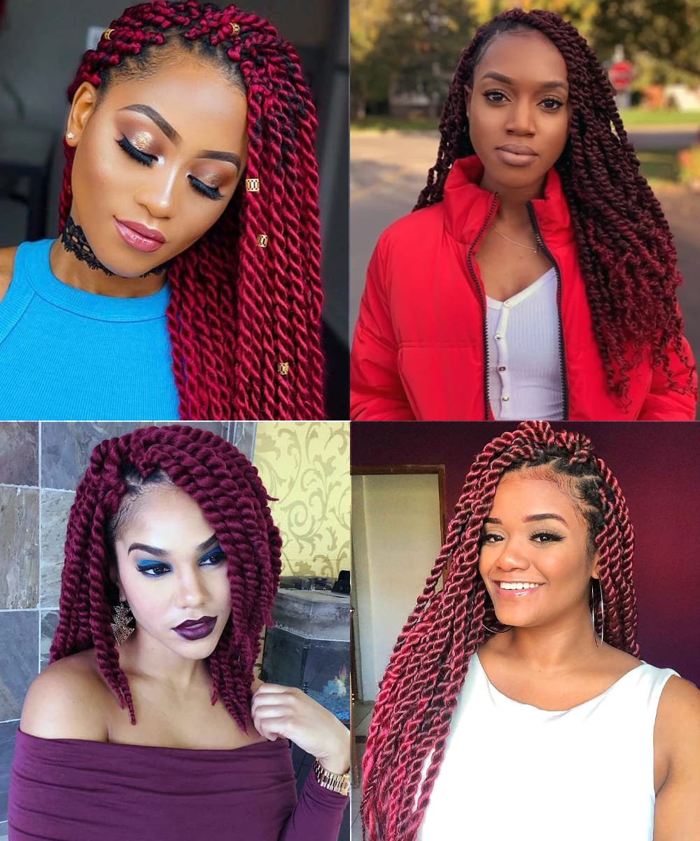 Twisted Red Box Braids