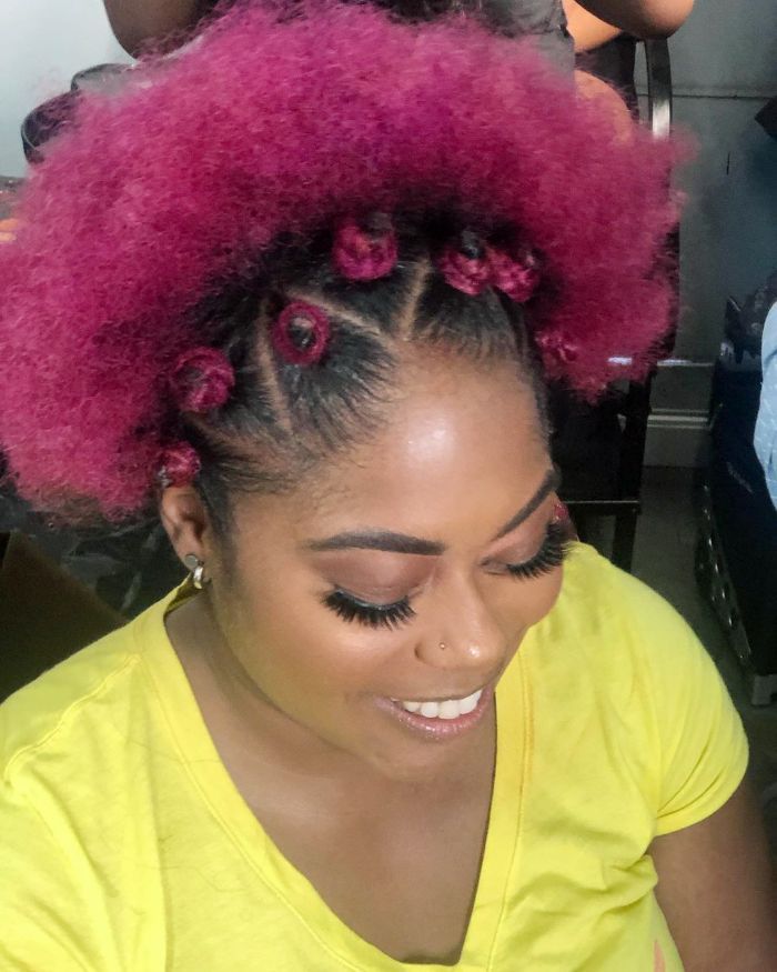 Afro Inspired red Bantu Knots