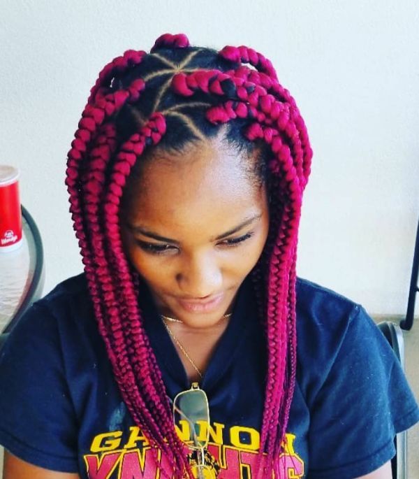 Triangle Burgundy Box Braids