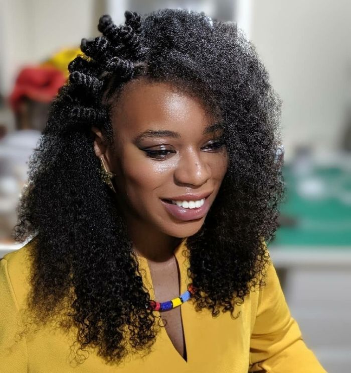 Side Bantu Knots with Long Curls