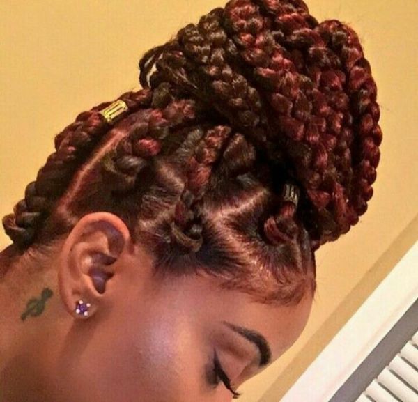 Box Braids High Bun