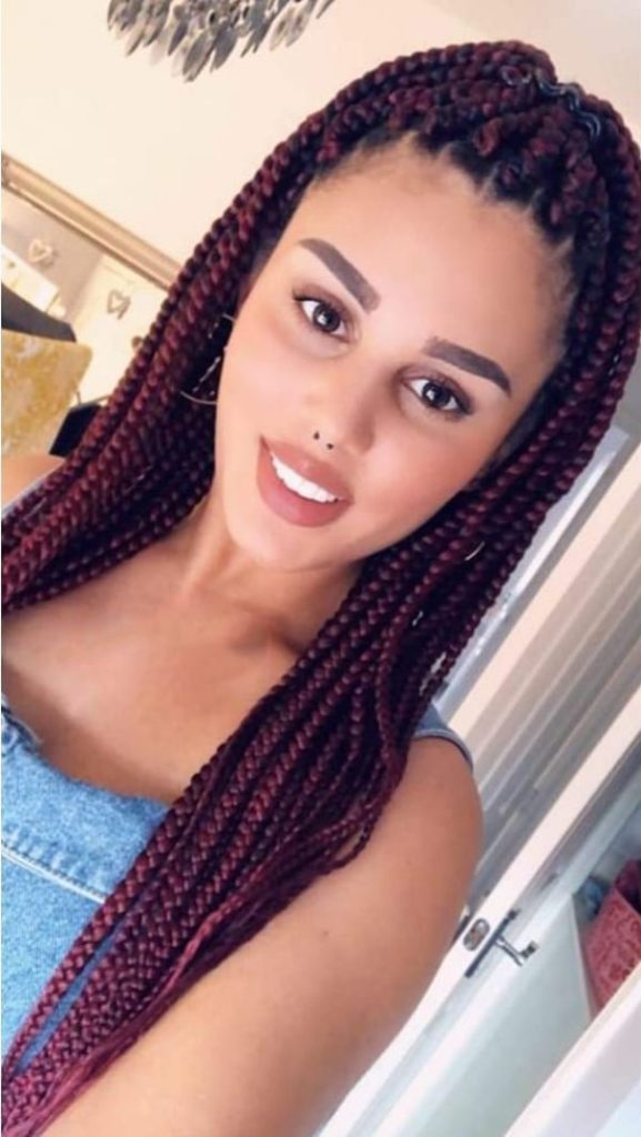 Reddish Box Braids Updo