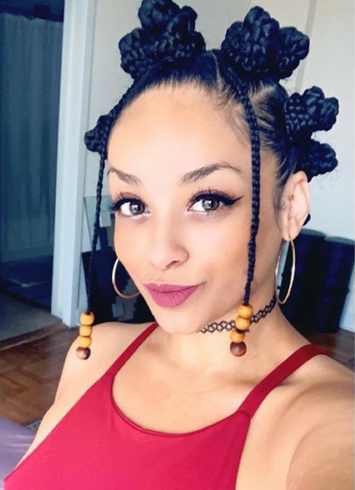 Braided Bantu Knots with Beads