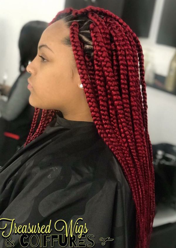 Triangular Burgundy Box Braids