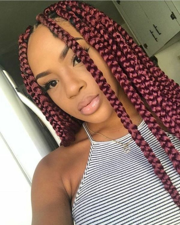 Burgundy Box Braids