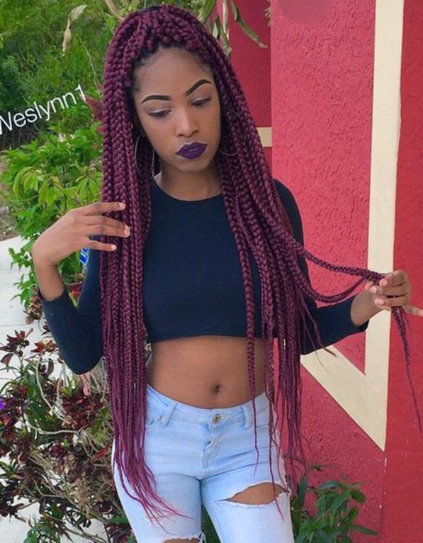 Enchanting Burgundy Box Braids