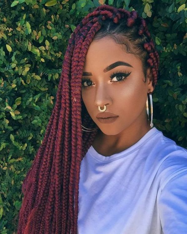 Enchanting Burgundy Box Braids