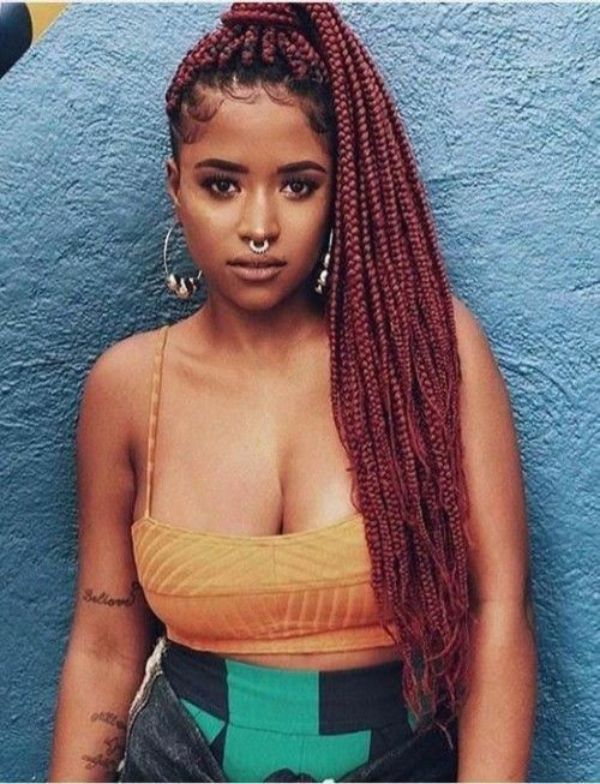 Enchanting Burgundy Box Braids