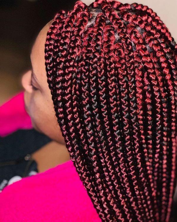 Burgundy Box Braids