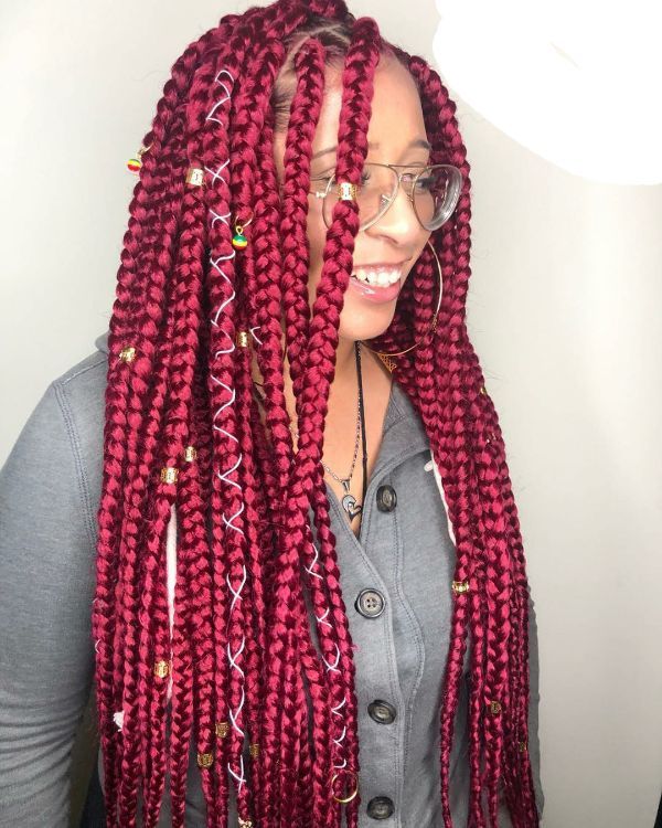 Burgundy Box Braids