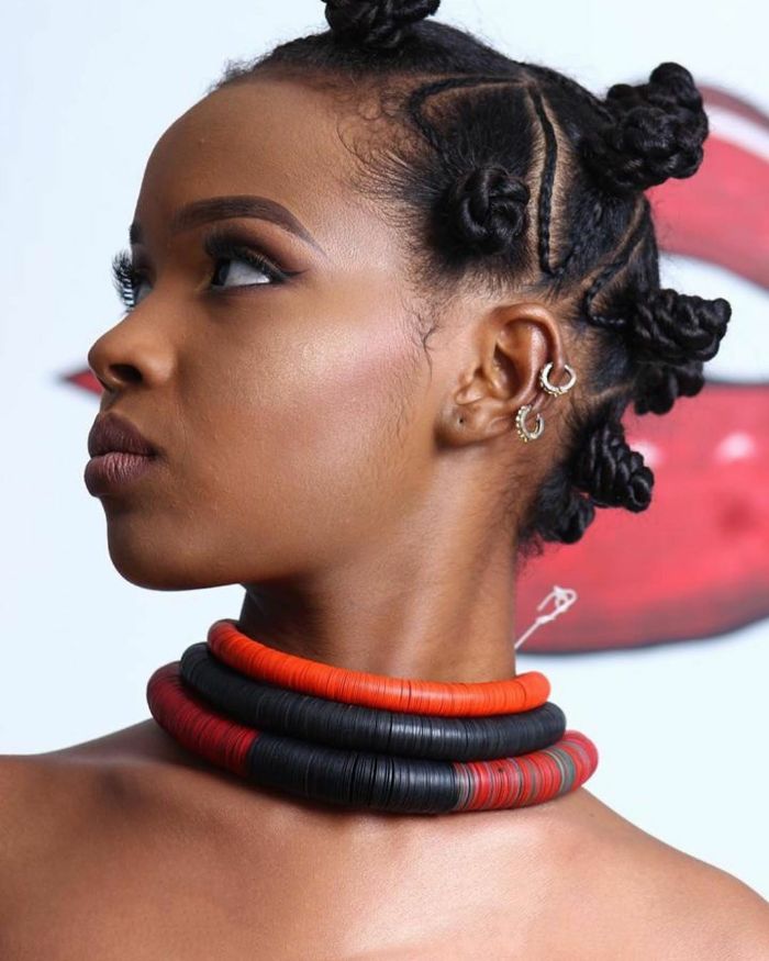 Braided Bantu Knots with Accessories