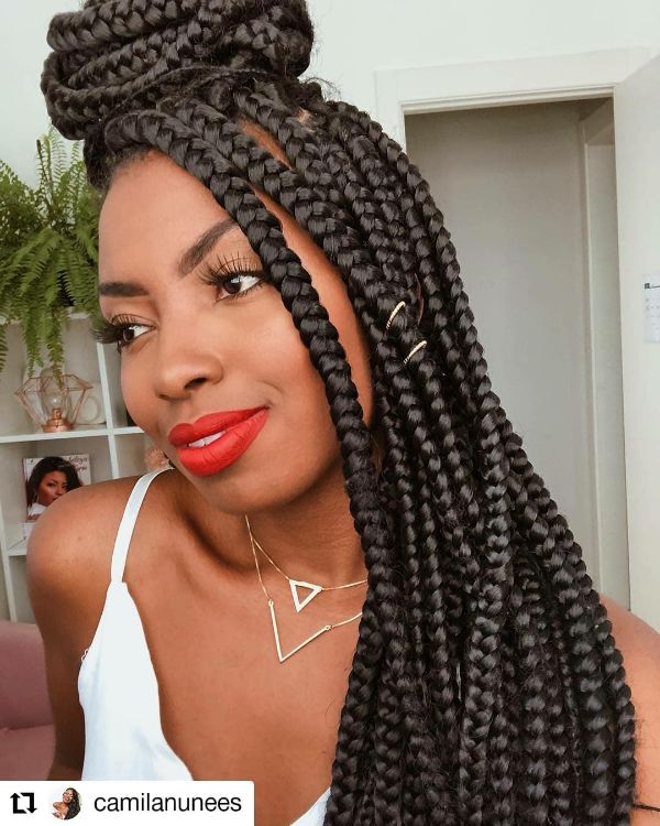 Box Braids Half Updo