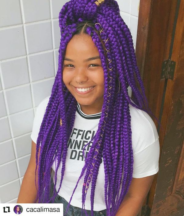 Purple Medium Box braids