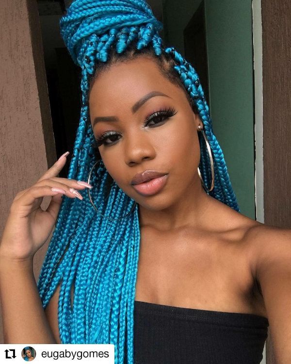 Half Updo with Medium Box Braids