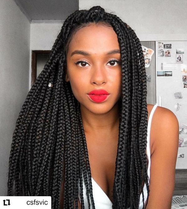 Medium Box Braids with Beads