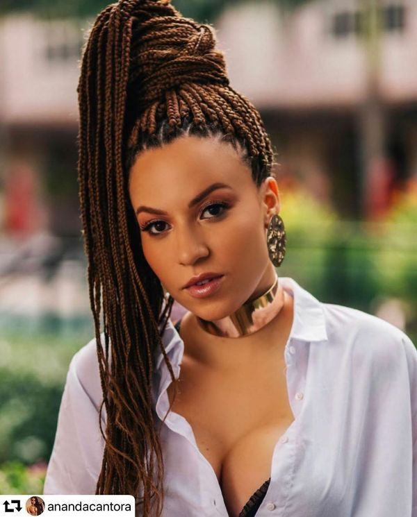 Medium Box Braids High Ponytail