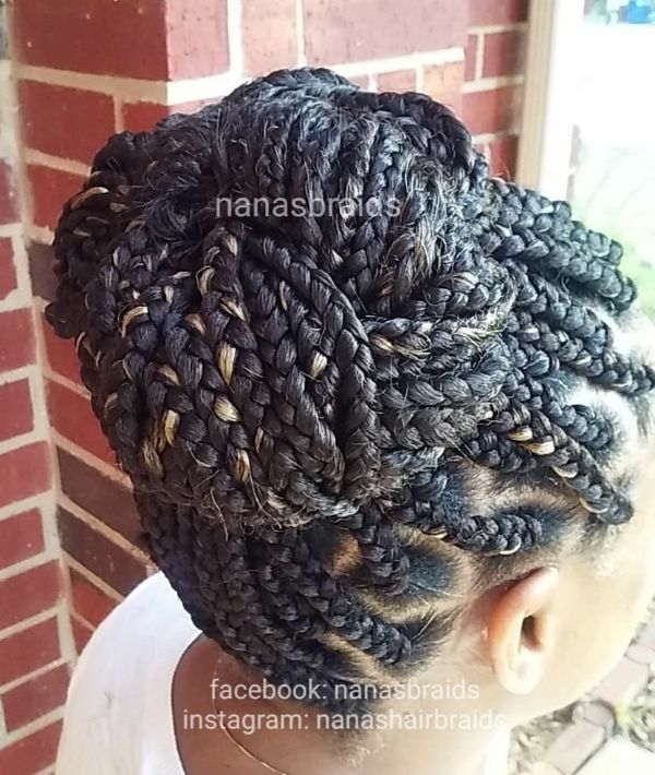 Bun with Medium Box Braids