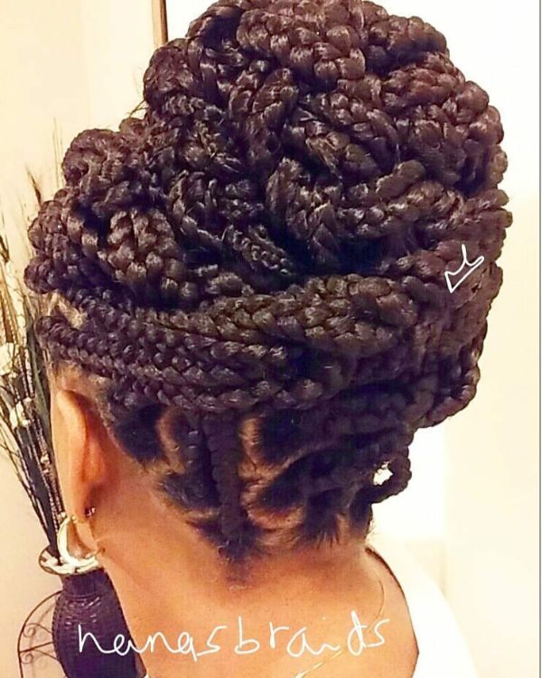 Bun with Medium Box Braids