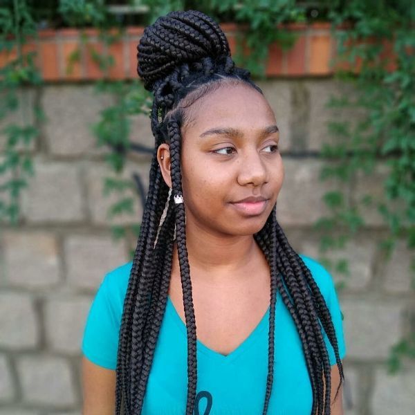 Box Braids Half Updo