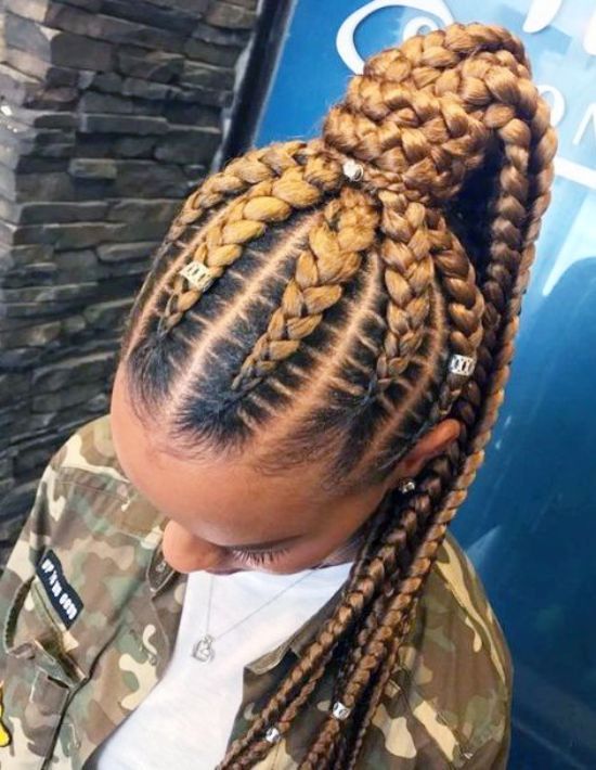 Golden-Thick-braided-ponytail