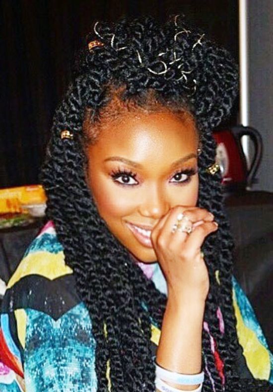 Brandy Norwood with Twisted Updo Hairstyle