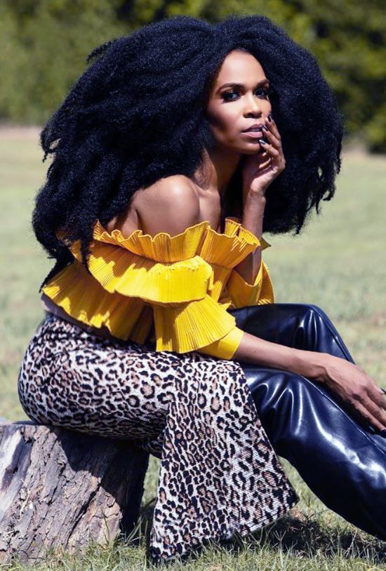 Michelle Williams with Long Afro