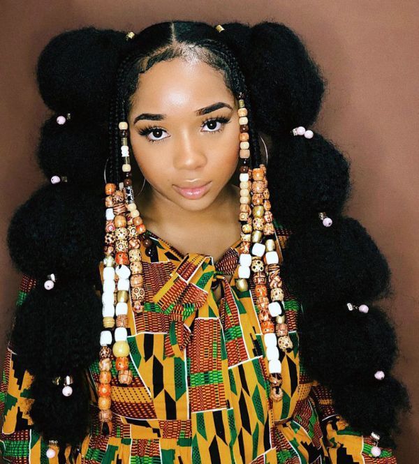 African creature puff Bubble Braids