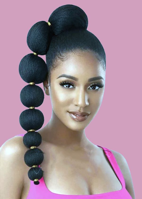 Bubble Braids as High Ponytail