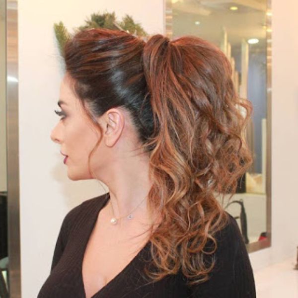 Asymmetrical Curly Ponytail