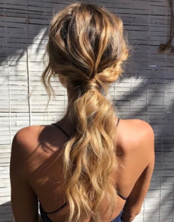 Blonde Ponytail with Beach Waves