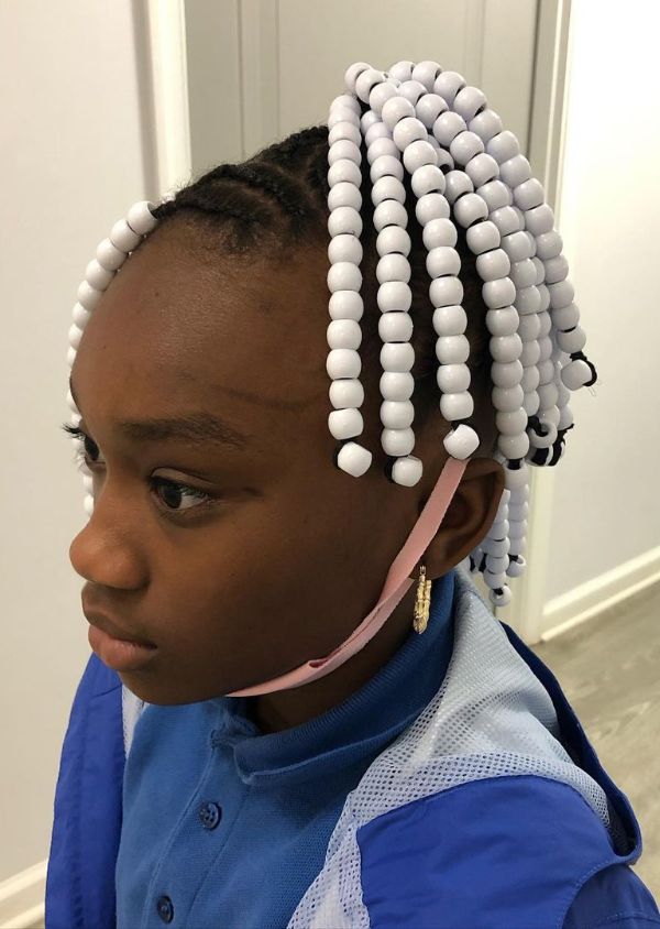 Double Ponytail with White Beads