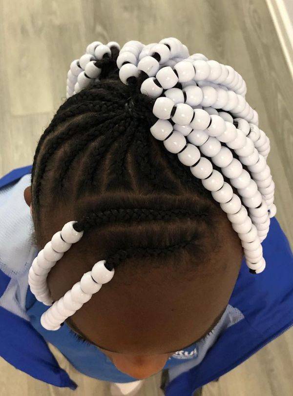 Double Ponytail with White Beads