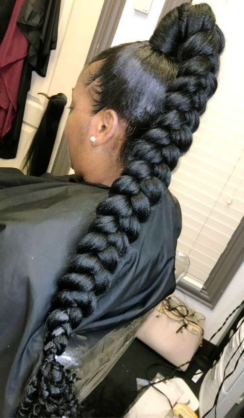 Thick Braided Ponytail with Curly Edges