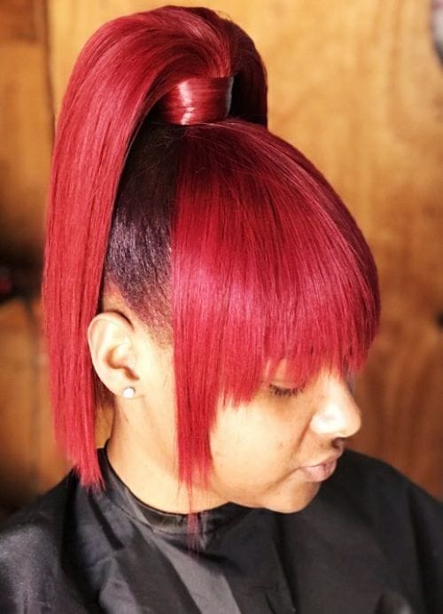 Razor Cut Bang with High Ponytail