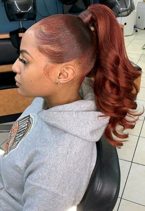 Burgundy Ponytail with Waves