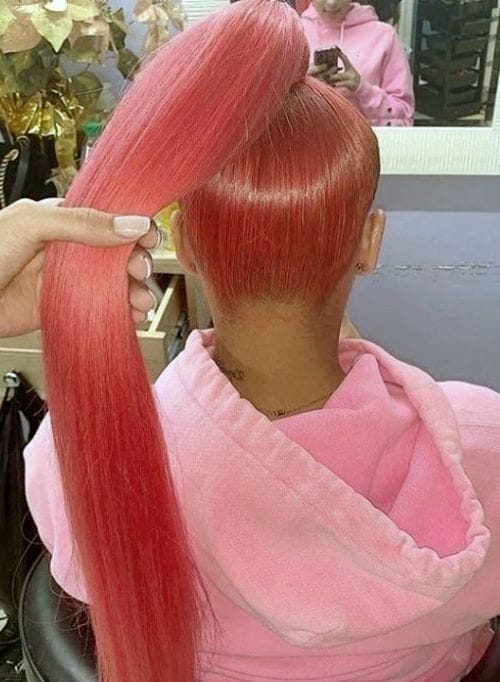 Long Sleek Red Ponytail