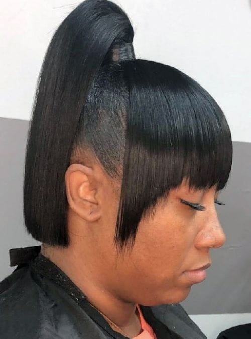 Razor Cut Bang with Bob and Ponytail