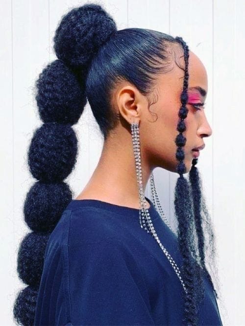 Fluffy Bubble Braids with Braided Bangs