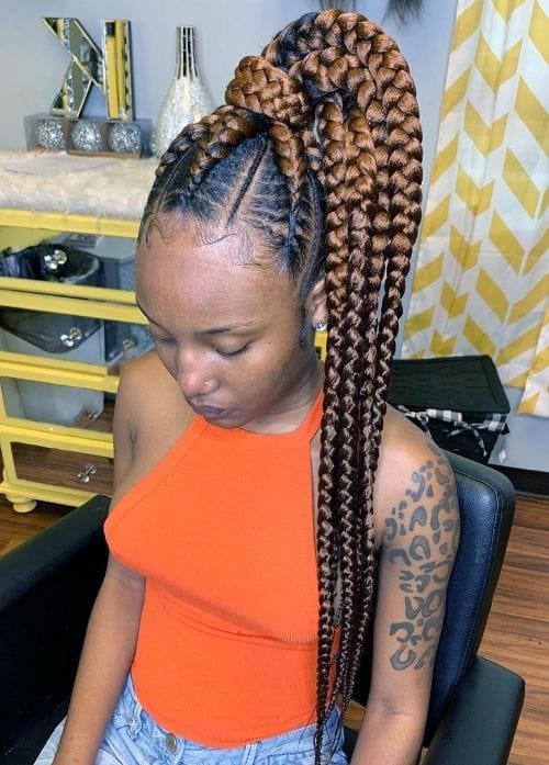 Blond Highlighted Jumbo Cornrows Braids