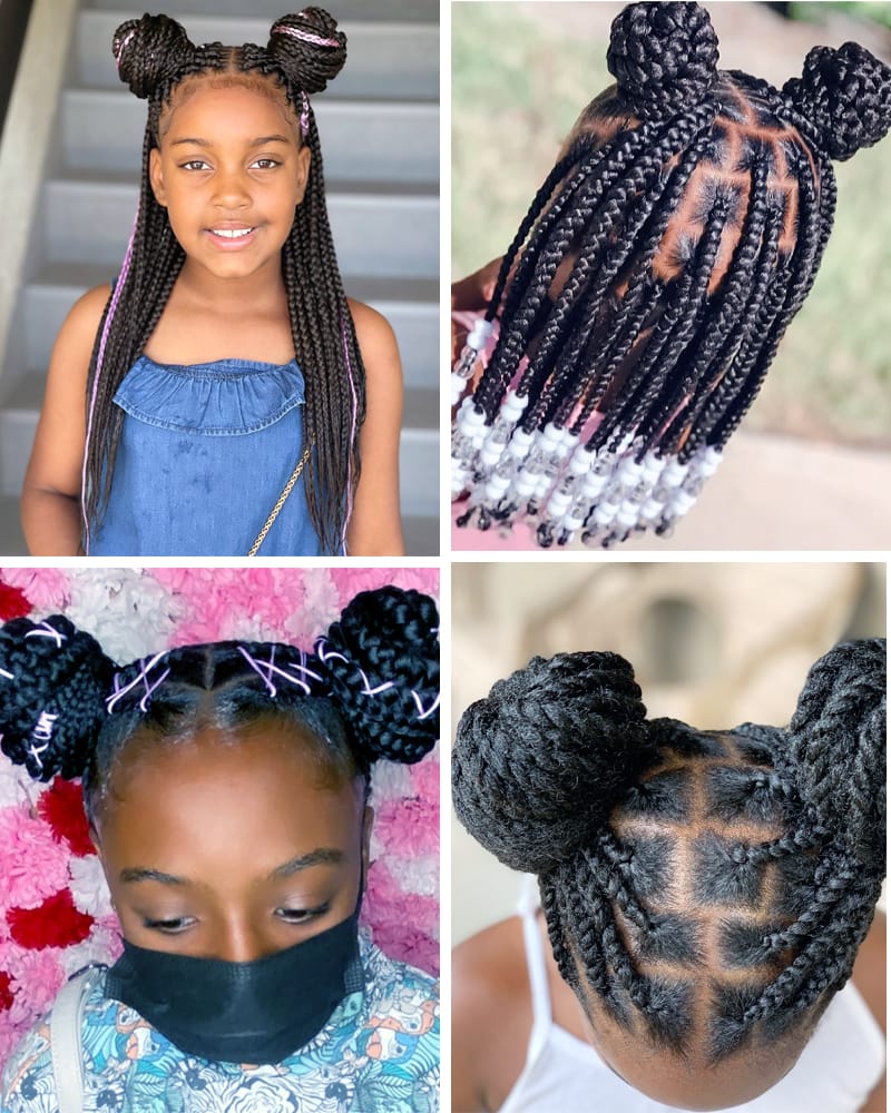 Double Knotted Box Braids for Kids