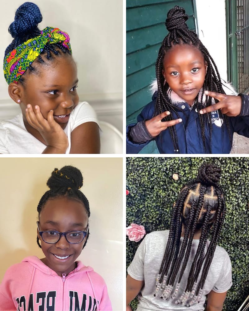 Box Braids and Topknots for Kids