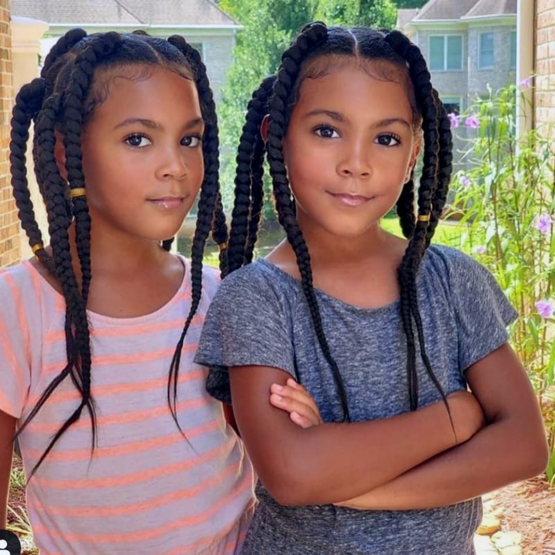 Jumbo Box Braids for Twin Kids