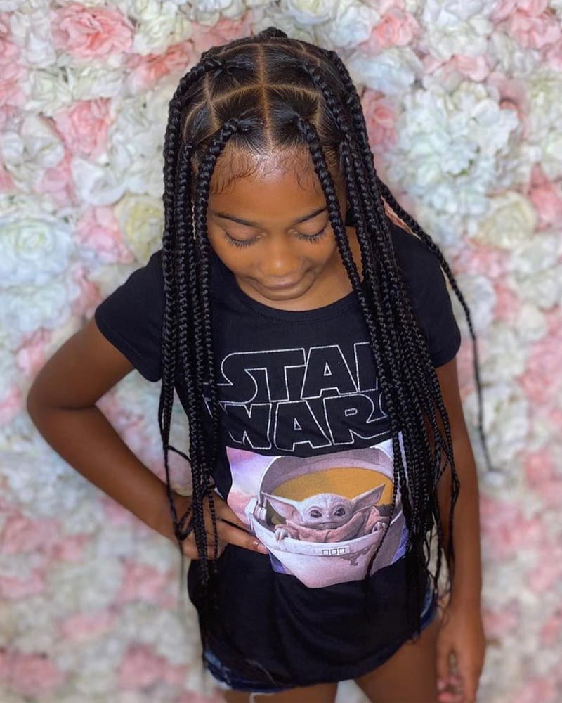 Square-Shaped Braids Styles for Black Little Angels