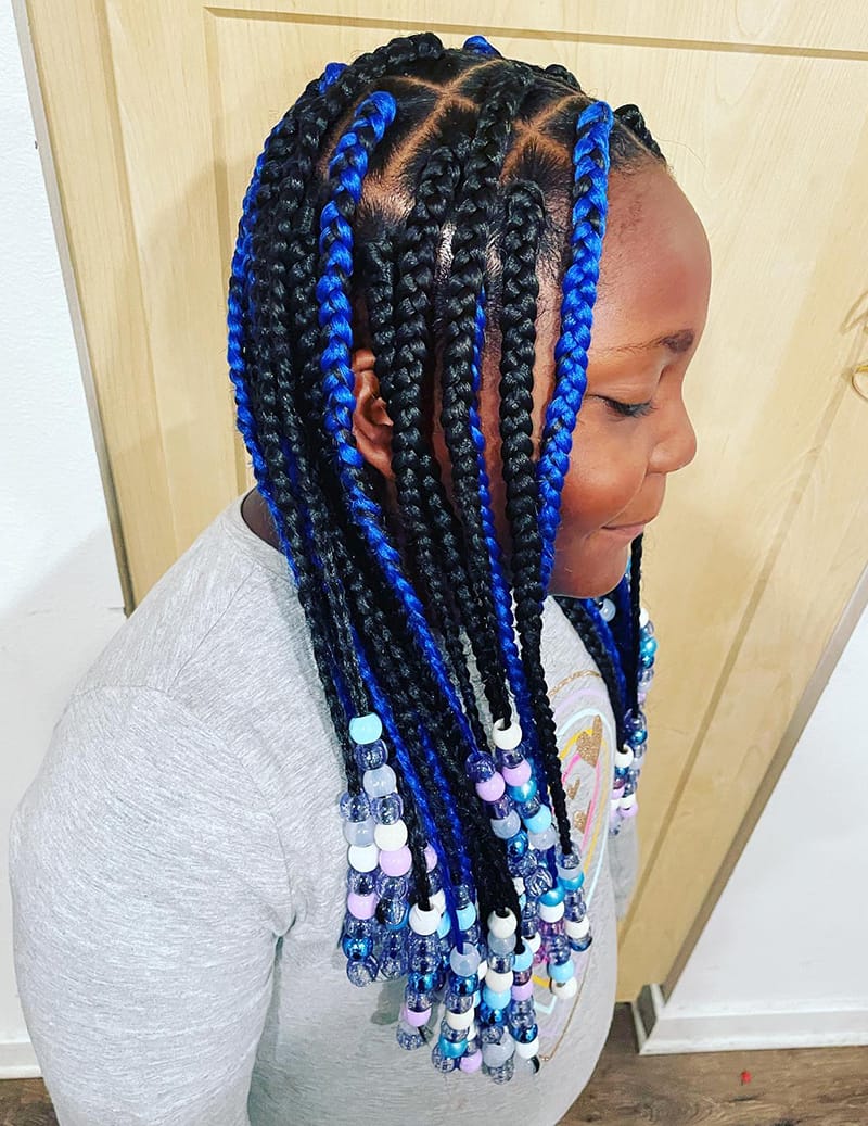 Peekaboo Box Braids with Beads