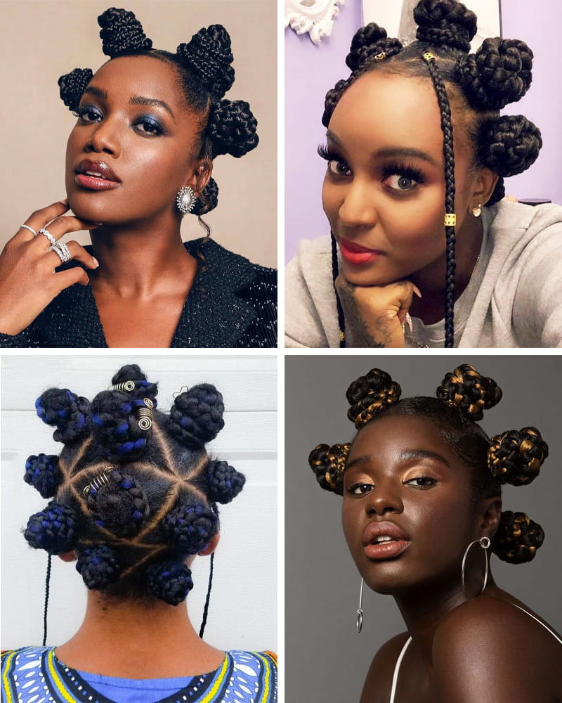 Bantu Knots with Jumbo Box Braids