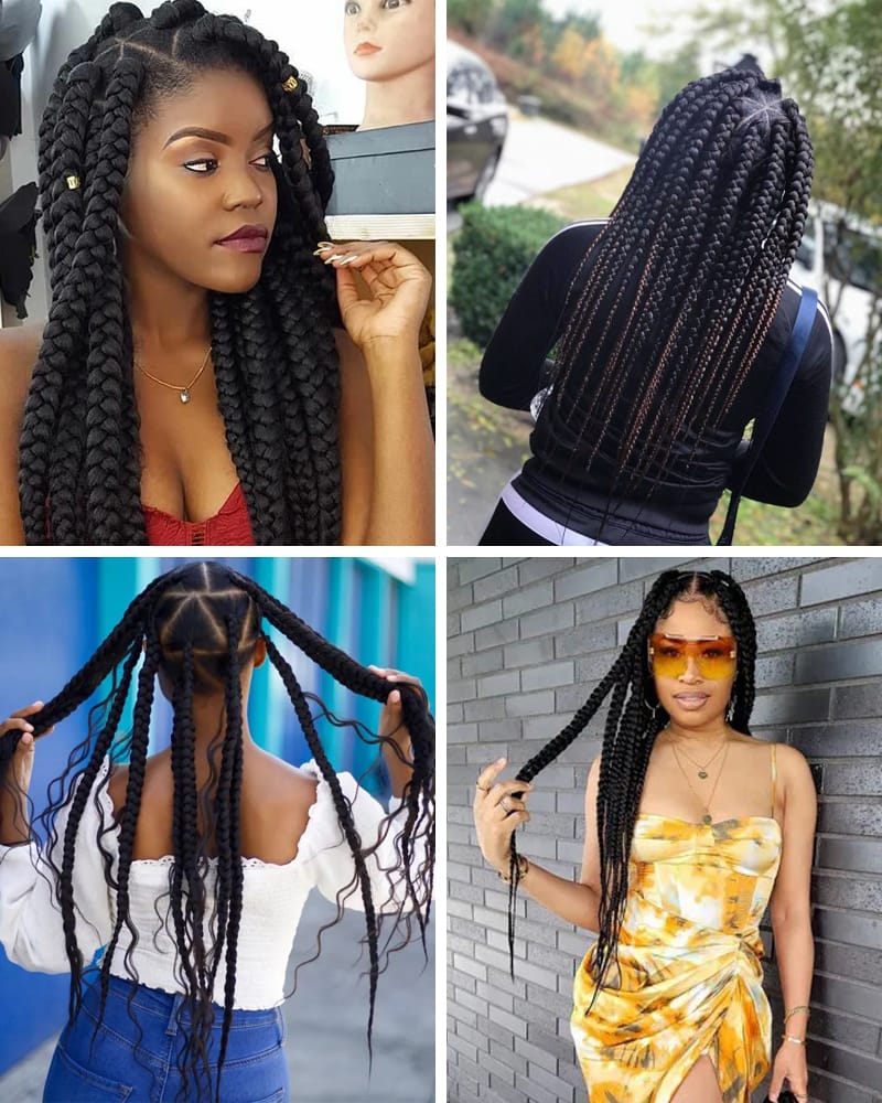 Jumbo Box Braids Styles || Nuts and Bolts || Styles and Tutorial ...