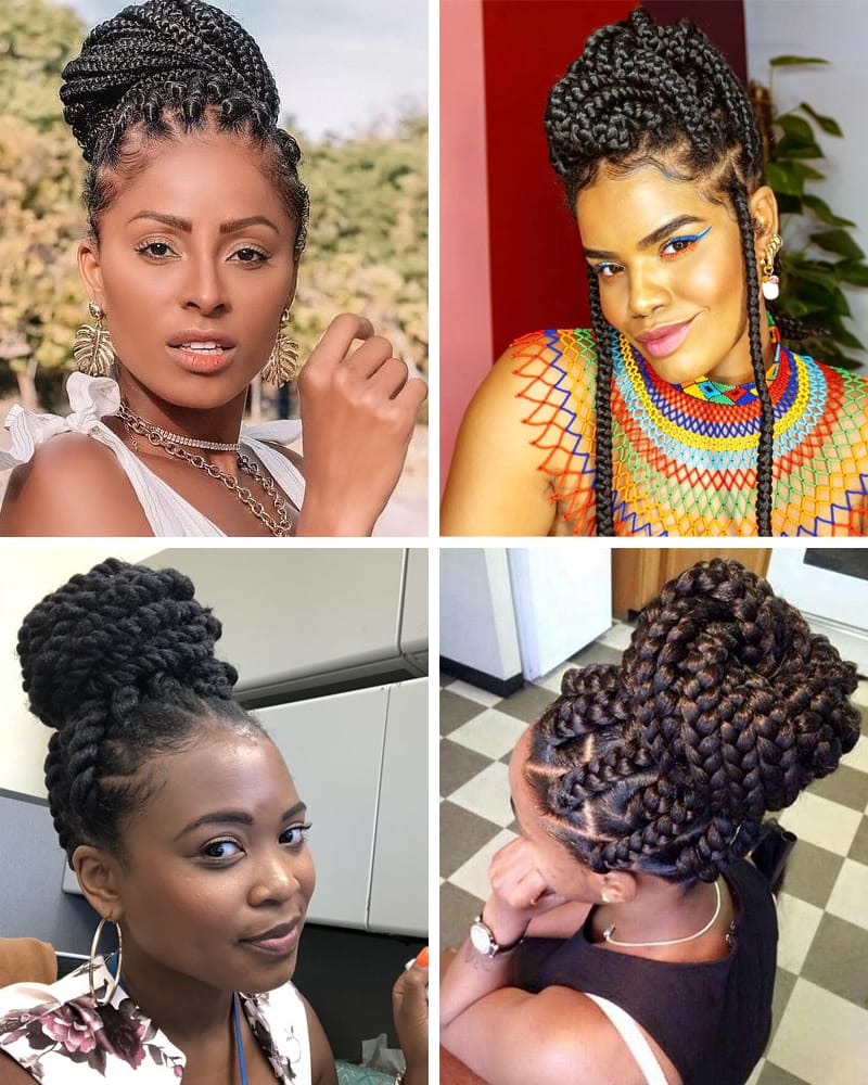 Jumbo Box Braids Updo